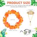 Summer Porch Goose Costume, Hawaiian Porch Goose Outfits Garland Straw Hat Sunglasses Outfit Set Summer Concrete Statue Clothes for 23"/17" Outdoor Patio Yard Lawn Hawaiian Lei Clothing (Orange)