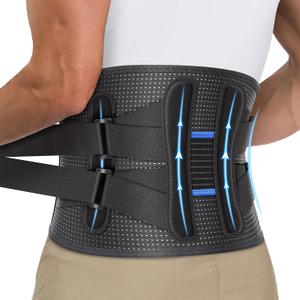 Fit Geno Back Brace for Lower Back Pain Relief - Lumbar Support for Men & Women, Supportive Breathable and Adjustable Weight Lifting Belt for Herniated Discs, Heavy Lifting - L/XL