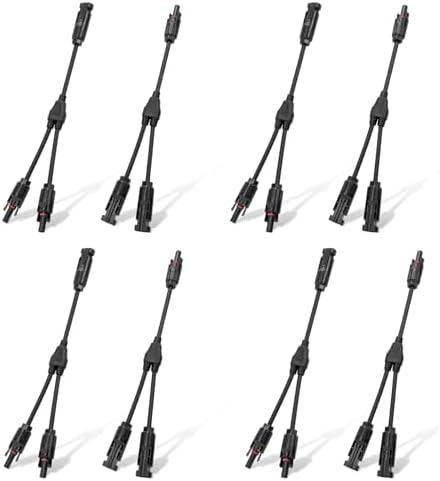 ECO-WORTHY 4 Pair Solar Connectors 30A Y Branch Parallel PV Adapter Cable Wire Plug Tool Kit for Solar Panel(M/FF+F/MM)