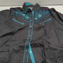 Women's Embroidered Western Cowboy Shirt Vintage Style Long Sleeve Button Down Shirt Premium Quality Snap Front Design (XX-Large, Black-green)