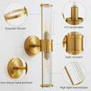 Gold Wall Sconce, Bathroom Light Fixtures with Threaded Glass Indoor Wall Sconces, Modern Sconce Wall Lighting Up and Down Vanity Lights Fixtures for Bathroom Mirror, Hallway, Living Room