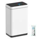 Mbillion Automatic Trash Can Touchless 15 Gallon Motion Sensor Trash Can Stainless Steel Smart Trash Cans with Lid Rectangular Touchless Garbage Can for Kitchen Bedroom Home Office White