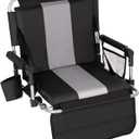 HIGH POINT SPORTS Foldable Stadium Seat Portable Folding Stadium Chairs Padded Bleacher Seat Cushion Bleacher Chair with Armrest and Cup Holder (Black-grey)