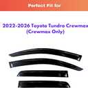 KPY Rain Guards Fit for 2022-2026 Toyota Tundra Crewmax, Out-Channel Window Visors Vent Wind Deflectors 4PC, Truck Accessories for 22-26 Tundra Crewmax (Full-Size Cabs)