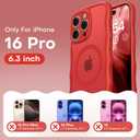 TAURI Magnetic for iPhone 16 Pro Case, Cute Wavy Design [Full Camera Protection] [Compatible with Magsafe] Anti-Slip Translucent Matte Case for iPhone 16 Pro for Women Girls, Bright Red