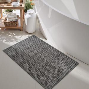Uphome Bath Mats for Bathroom, Gray Super Absorbent Bathroom Rug, Rubber Backing Non-Slip Minimalist Bath Mat, Machine Washable Quick Dry Ultra-Thin Toilet Rug for Sink Shower Door Mat, 16x24 inch