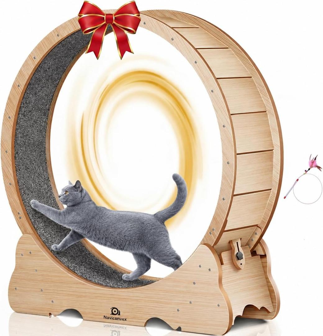 Cat Wheel, 46" XL Large Exercise Running Wheels with Detachable Carpet for Indoor Cats