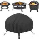 Fire Pit Cover Round for Fire Pit 22-34 Inch, Waterproof Outdoor FirePit Cover,Full Coverage Patio Round Fire Pit Cover Heavy Duty 420D Oxford Fabric Outdoor Fireplace Cover