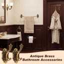 Zonon 5 Pieces Antique Brass Bathroom Hardware Accessories Set Vintage Towel Rack Toilet Paper Holder Towel Ring Robe Hook Wall Mounted for Bathroom Toilet Kitchen(Elegant)