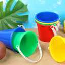 Didaey 12 Pieces Beach Pails Sand Buckets for Boys and Girls Beach and Sand Toys at the Use for Molds at the Sandbox Summer Party Supplies, 4 Colors (5 Inch, Red, Yellow, Blue, Green)