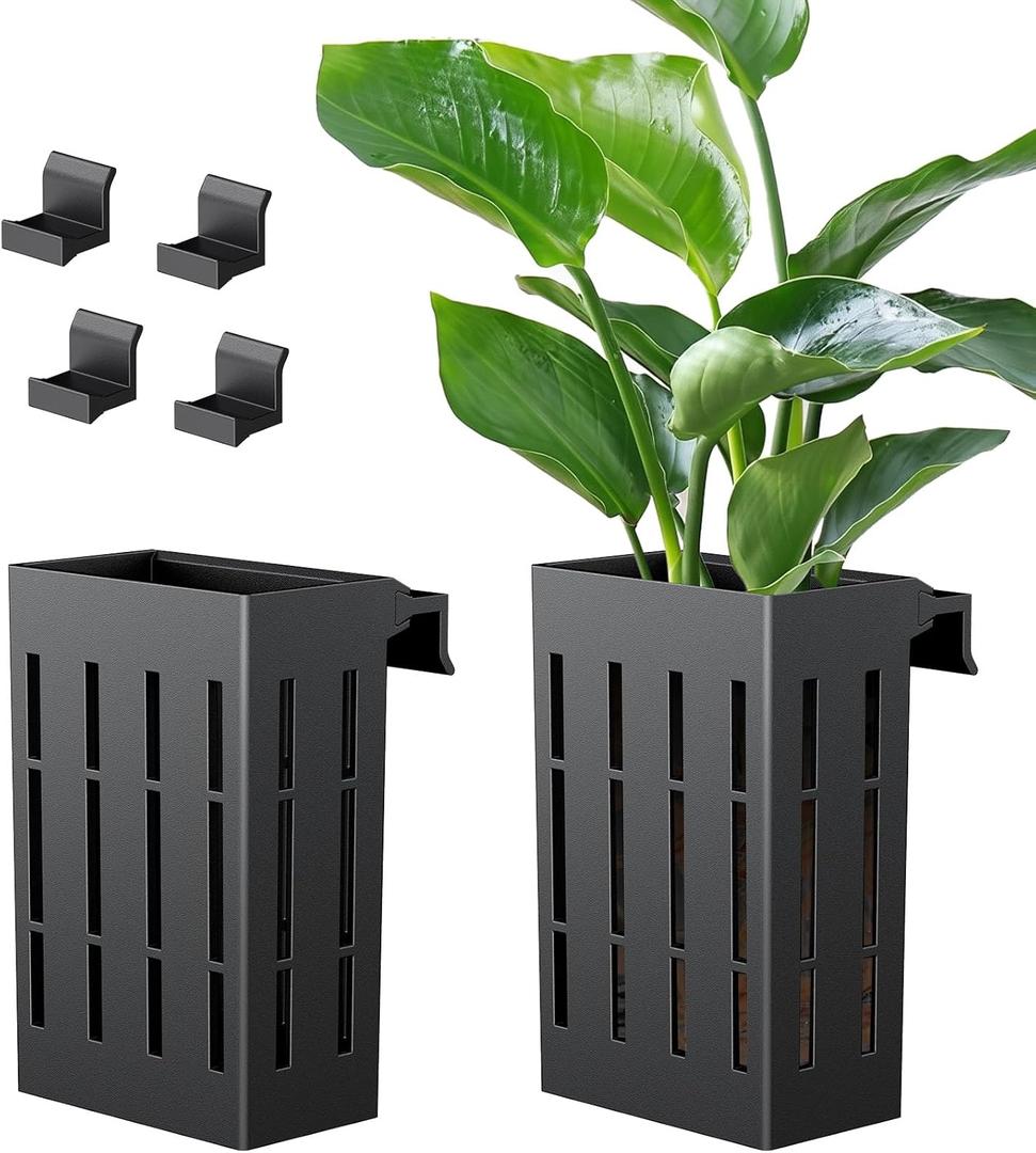 Pawfly 2 Pcs Aquarium Plant Holder for Fish Tanks, Hanging Plastic Fish Tank Plant Holder with Hooks, Aquarium Planter Cup for Aquaponic Plant Cultivation, Fish Tank Plant Pot for Aquascape Decoration