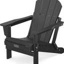 SERWALL Folding Adirondack Chairs Patio Chairs Lawn Chair Outdoor Weather Resistant for Patio Garden, Backyard Deck, Fire Pit - Black (1 PACK)