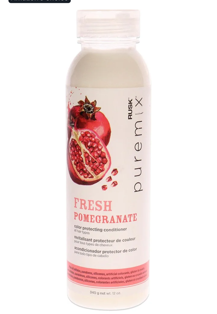 RUSK Puremix Fresh Pomegranate Color Protecting Conditioner for All Hair Types, Prolong Color Radiancy and Shine, Reduces Dryness and Breakage, 12 oz