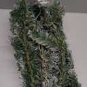 Glitzhome 9ft Christmas Garland for Mantle, Pre-Lit Snow Flocked Christmas Garland with Warm White LED Lights and Timer for Fireplace, Dining Table, Stairs Christmas Decoration (1-Pack)