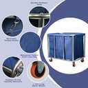 Commercial Laundry Cart with Wheels, 400L Large Capacity Heavy Duty Stainless Laundry Basket,Laundry Sorter for Clothes Storage,330 lbs Load (Blue)