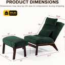 GEMBED Accent Chair with Ottoman Adjustable Backrest, Comfy Lounge Chair Single Sofa with Headrest Lumbar Pillow, Reading Chair with Footrest for Bedroom, Living Room, Green