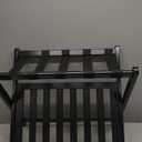 Smart FENDEE Fully Assembled Black Luggage Rack, Suitcase Stand with Shoe Shelf, Folding Wooden Luggage Stand for Guest Room, Bedroom, Hotel (1 Pack)