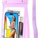 Large Floating Waterproof Phone Pouch, Cell Phone Dry Bag for iPhone 16 15 14 13 Pro Max Galaxy Google All Phones, IPX8 Waterproof Bag for Beach Vacation Purple