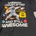 8Th Birthday Astronaut 8 Years Old Outer Space Birthday T-Shirt (Black), Size XL
