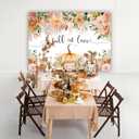 2 x Mocsicka Fall in Love Bridal Shower Backdrop Boho Autumn Wedding Party Decoration Autumn Leaves Fall Bridal Shower Photography Background Pumpkin Bridal Shower Decoration Banner (8x6ft(96x72 inch))