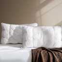 QUTOOL Luxury Hotel Goose Feather Pillow, 100% Cotton, Soft Support Pillow, Suitable for Sleepers on The Back, Sides, and Stomach, Set of 2 King Size Bed Pillows (16" x 34")