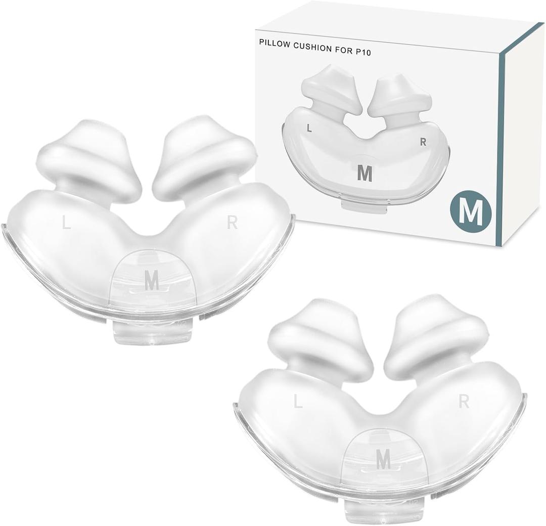 2 Pack Replacement Nasal Pillow Cushion for ResMed Airfit P10, Medium, Compatiable with Orignal Airfit P10 Frame, Replacement Nasal Pillow CPAP Mask Cushion, Soft & Durable