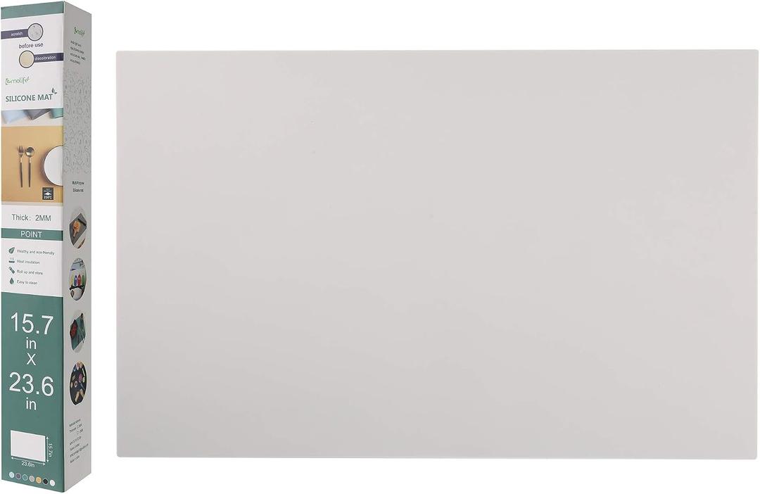 emolife Multipurpose Silicone Counter Mat, Extra Large Silicone Mat for Kitchen Appliance Site on, Countertop Protector, Heat Resistant, Non-Slip, Thick 2mm, 23.6 by 15.7 Inch