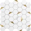 Art3d 10-Sheet Peel and Stick Backsplash for Kitchen Dcor, Self-Adhesive Tile Hexagon Mosaic Tiles (11.81 x 11.61", Gold Studded)