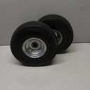 RRQ 10 Inch Solid Polyurethane Tire 4.10/3.50-4 Tire, 10" Flat Free Wheels with 5/8" Bearings, 2.2" Offset Hub for Garden Cart, Hand Truck, Lawn Cart, Mower (2 Pack)