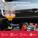 18-Piece Engine Oil Funnel Kit, 1.59QT/1.5L Automotive Oil Funnel Set with 12 Adapters, Elbow Fitting, Arrow Screen and Magnetic Storage Hooks Tray, Compatible with GM, Ford, BMW, Audi, Land Rover Etc