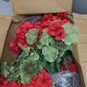 lovemoon 2 Pcs Geranium Potted Artificial Flowers, 19" Fake Geraniums Plants UV Resistant Silk Potted Plants for Outdoor Home Décor Office Porch Garden Decor (2, Red)