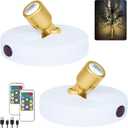 LED Spotlight, Rechargeable Battery Picture Lights, Uplighting Indoor with Remote, Stick Spot Lights for Wall Display Dartboard Painting Artwork Accent-2pcs (Chargeable White Gold)