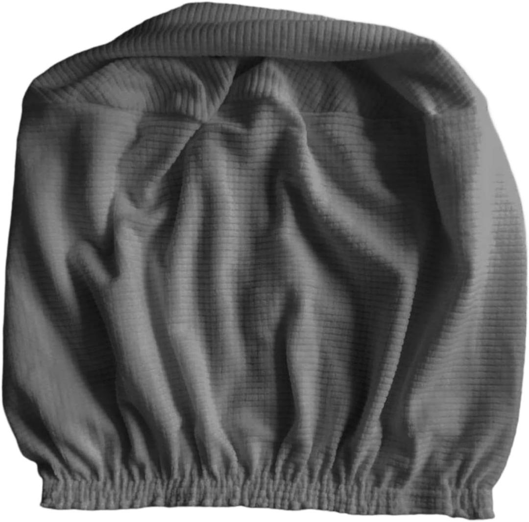 Ottoman Cover, Stretch Ottoman Slipcover, Round Ottoman Storage Cover, Furniture Protector Cover with Elastic Bottom (Dark Gray)