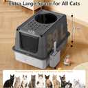 Stainless Steel Litter Box with Lid - XXL Enclosed Anti-Leak Design for Big Cats, Non-Stick Easy Clean Metal Litter Box System with Scoop Set, High-Sided Urine Protection, Sleek Black