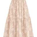 PRETTYGARDEN Women's 2026 Summer Boho Maxi Dresses Floral Short Sleeve Square Neck Smocked Flowy Long Dress Vacation Outfits, Large