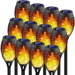 Kurifier 12Pack Flickering Flame Solar Torch Lights for Garden Decor, Waterproof Solar Lights Outdoor Decorative, Garden Outdoor Decorations for Yard Porch Lawn Patio Outside Decor-Luces Solares
