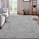 ROYHOME 8x10 Area Rug - Machine Washable, Stain Resistant, Non-Slip, Indoor Accent Rug for Living Room, Farmhouse Solid Printed Textured Floor Cover, Grey