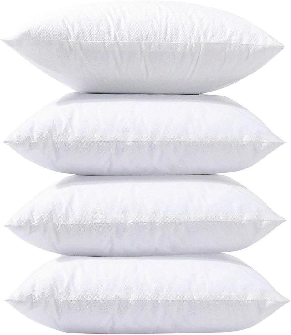 Phantoscope Pillow Inserts, Hypoallergenic 100% Virgin Fiber Square Form Microfiber Throw Pillow Inserts, Couch Bed Pillows 45x45 cm, 18x18 Inch (Pack of 4) (White)