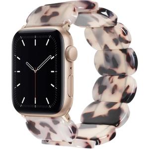 Heesch Tortoise Stretchy Watch Band Compatible with Apple Watch Serise Ultra/SE/8/7/6/5/4/3/2/1, Resin Cute Watch Strap Wristband for iWatch Bracelet for Women Men Girls, 38/40/41mm, 42/44/45/46/49mm, Oval Version