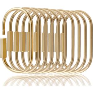 10 Pcs Gold Brass Key Rings,Screw Lock Key Organizer,Carabiner Keychain Clip for Keys