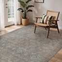 GENIMO 9x12 Washable Area Rugs for Living Room, Non Slip, Gray Blue Brown