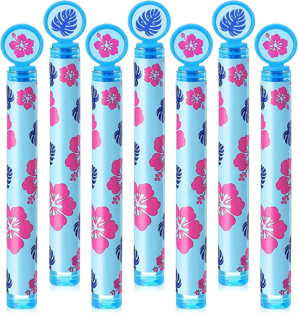 Soulchen 24 Pcs Hawaiian Party Favors Hibiscus Flower Bubble Wands Hawaii Bubble Wands for Summer Tropical Activity Birthday Party Supplies Favor Activity Prizes Piñata Goodie Bag