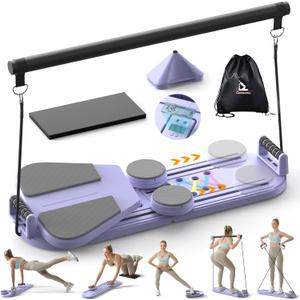Pilates Board,Multifunctional Rebound Abdominal Board,Foldable Pilates Reformer Set, Ab Core Trainer Machine,Ab Exercise Board,Abs Workout Equipment for Women Home Gym Equipment,Purple