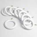 White Wooden Curtain Rod Rings | 2.5 Inch with Hooks & Hangers | Durable & Elegant Home Decor Upgrade for Living Room, Bedroom & Bathroom | Classic White Finish (1.75 INCH INNER DIA.)