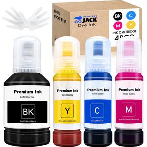 Printers Jack Ink Refill Compatible for 502 T502, Bottles Replacement for EcoTank ET-2750 ET-3750 ET-4750 ET-2760 ET-3760 ET-4760 ET-2700 ET-3700 ET-3710 ET-15000 ST-2000 ST-3000 ST-4000 Printer