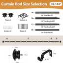 TONIAL Curtain Rods for Windows 66 to 120 Inch, Telescoping Splicing 3/4 Single Rods for Windows Decorative Drapery Rod 32 to 144 (2.6-12ft) with Small Finial, Black