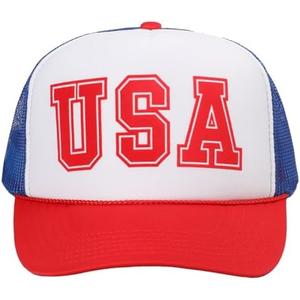 MIRMARU USA Patriotic-Themed Heat Printed 5 Panel Foam Trucker Hat with Mesh Back for Men and Women