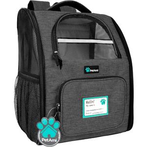 PetAmi Dog Backpack Carrier for Small Large Cat, Pet, Puppy, Ventilated Pet Hiking Backpack Travel Bag, Airline Approved Cat Backpack Carrier, Camping Biking Dog Bag Up to 18lbs Pet, Charcoal