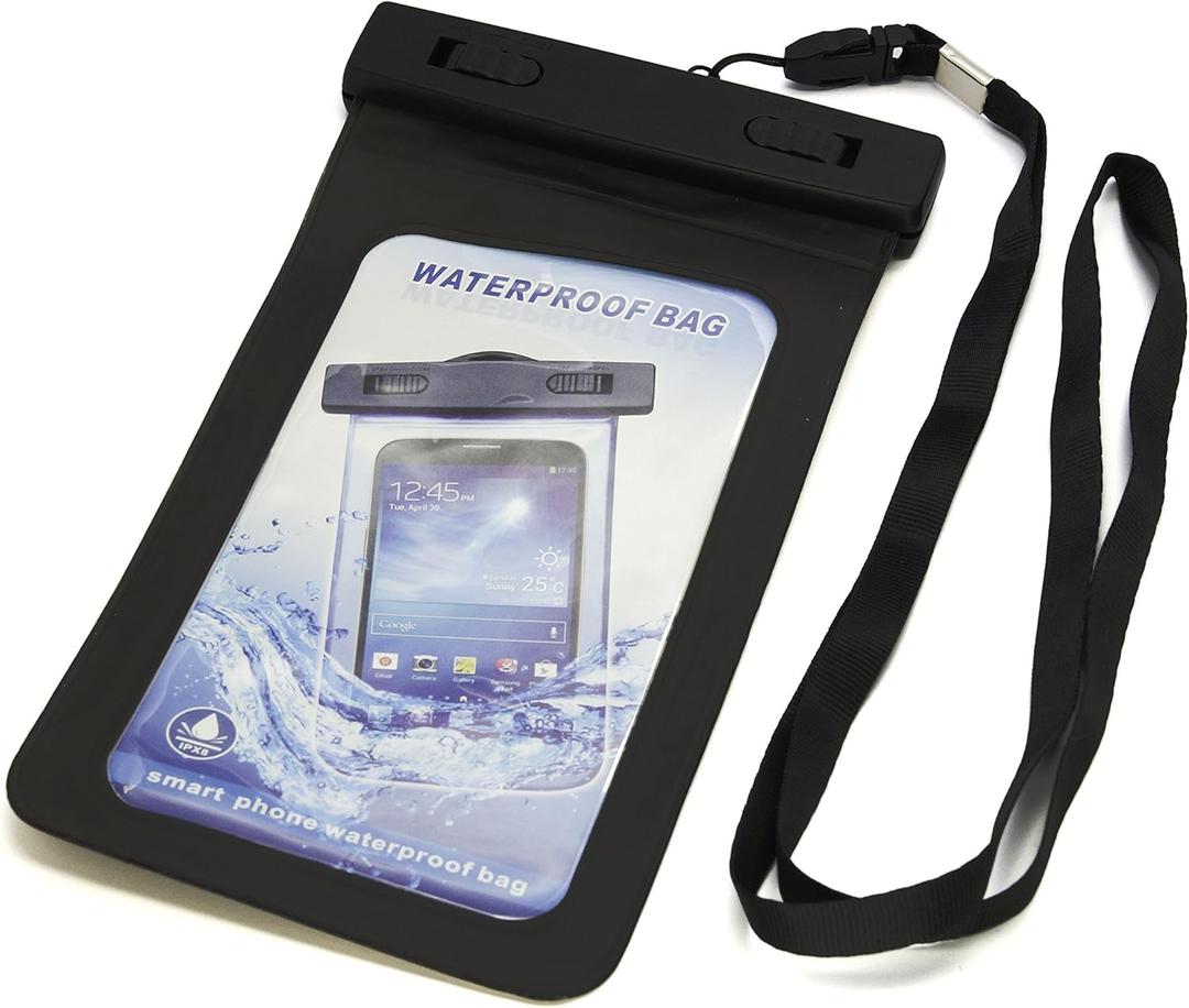 20 ft Waterproof Pouch Dry Bag Case Cover for Samsung Galaxy Note 4 Note 3 Note 2 and Smartphones with Screen Size up to 6" (Black)