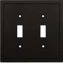 Henne Bery Modern Edge Decorative Wall Plate Switch Plate Outlet Cover, Durable Solid Zinc Alloy (Double Toggle, Matte Black)